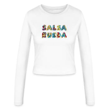 Rueda Salsa Tanz Musik positiver Schriftzug - Women's Slim Fit Longsleeve - white - Front - AI Model Female 172 light (172cm)