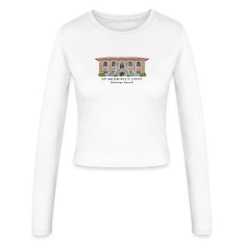 Los Angeles Öffentliche Bibliothek, handgezeichnet - Frauen Slim Fit Langarmshirt - Weiß - Vorne - AI Model Female 172 light (172cm)