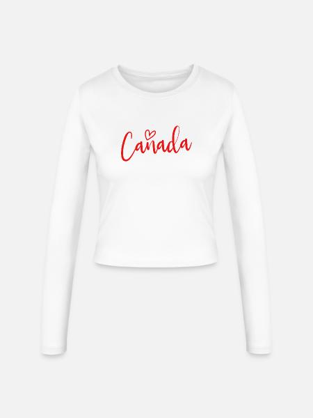 Canada Heart Women's Love Canada - Frauen Slim Fit Langarmshirt - Weiß