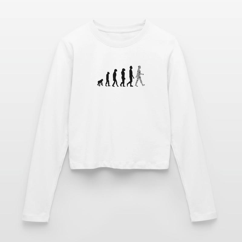 Evolution QR Code - Humor Gesundheits-Pass Frauen Slim Fit Langarmshirt