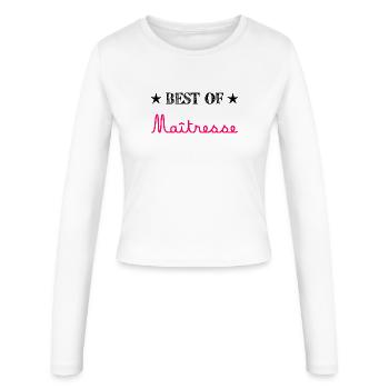 GELIEBTE. MEISTER. VIELEN DANK. DANKE HERRIN. GESCHENK - Frauen Slim Fit Langarmshirt - Weiß - Vorne - AI Model Female 172 light (172cm)