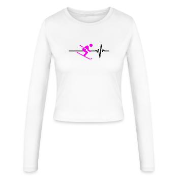 SKIING HEARTBEAT PINK WINTER SPORT CARVING - Women's Slim Fit Longsleeve - white - Front - AI Model Female 172 light (172cm)