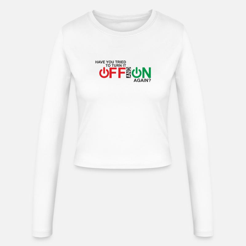 Vibrant Power Button Typography Design - Women's Slim Fit Longsleeve - white