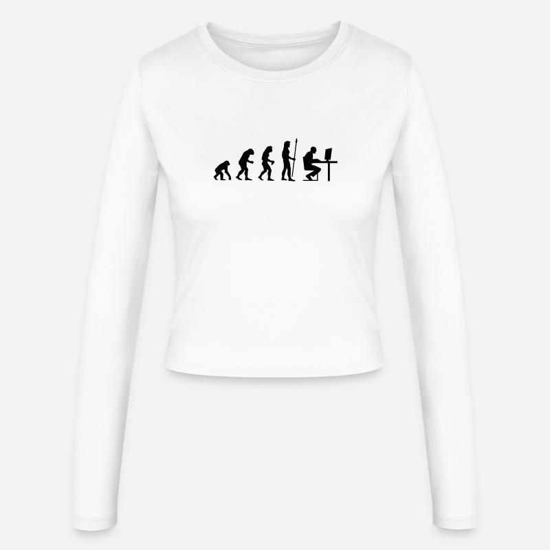 evolution_pc_3 - Frauen Slim Fit Langarmshirt - Weiß