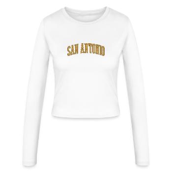 San Antonio Vintage Arc - Frauen Slim Fit Langarmshirt - Weiß - Vorne - AI Model Female 172 light (172cm)