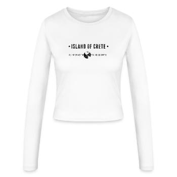 Kreta stilisierte geografische Koordinaten - Frauen Slim Fit Langarmshirt - Weiß - Vorne - AI Model Female 172 light (172cm)