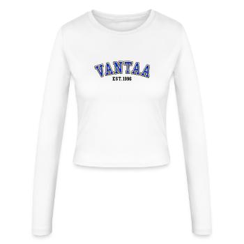 Vantaa gegründet 1996 - Frauen Slim Fit Langarmshirt - Weiß - Vorne - AI Model Female 172 light (172cm)