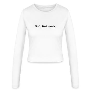 Citation Renforcée | Doux, pas faible. - Manches longues slim fit Femme - blanc - Devant - AI Model Female 172 light (172cm)