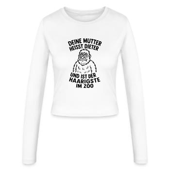 deine mudda dieter haarig - Frauen Slim Fit Langarmshirt - Weiß - Vorne - AI Model Female 172 light (172cm)
