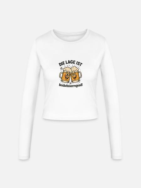 Die Lage ist Besäufniserregend Bier - Frauen Slim Fit Langarmshirt - Weiß