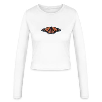 Schmetterlinge: Der Monarchfalter - Frauen Slim Fit Langarmshirt - Weiß - Vorne - AI Model Female 172 light (172cm)