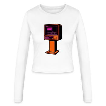 Retro-Future TV - Frauen Slim Fit Langarmshirt - Weiß - Vorne - AI Model Female 172 light (172cm)