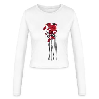 Illustration de fleurs de galets - Manches longues slim fit Femme - blanc - Devant - AI Model Female 172 light (172cm)