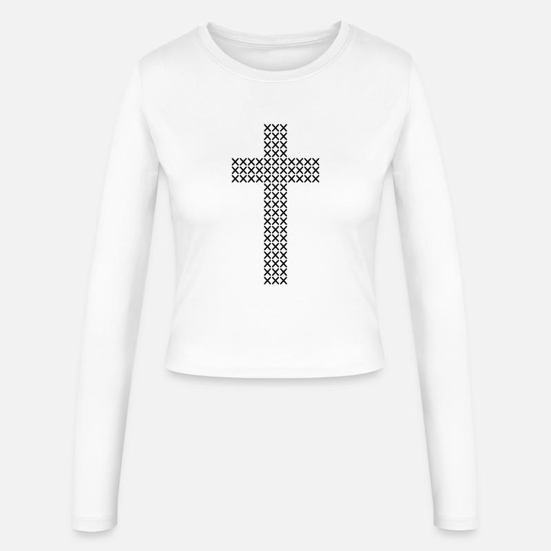 Cross Stitch Cross Pattern - Women's Slim Fit Longsleeve - white