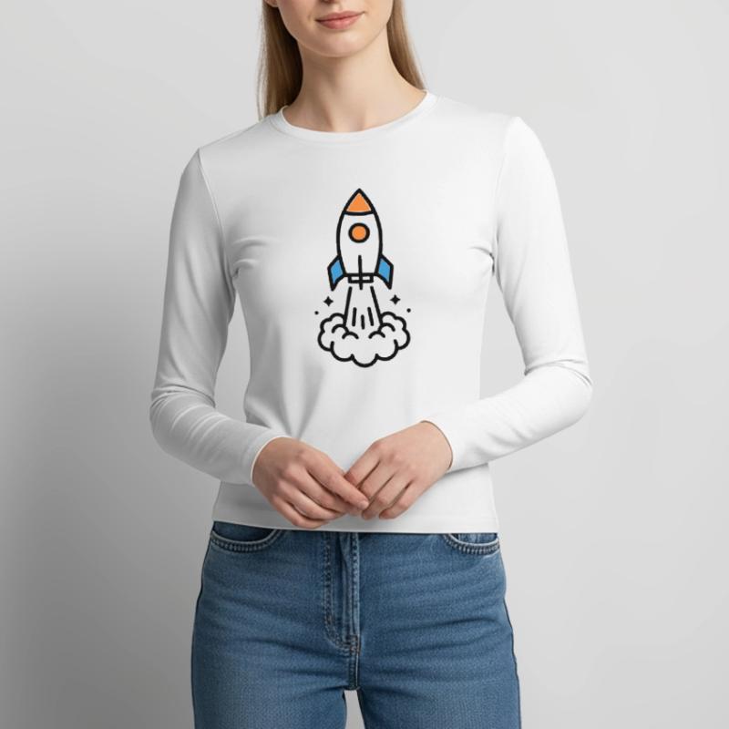 Comic spatial Rocket Launch Manches longues slim fit Femme