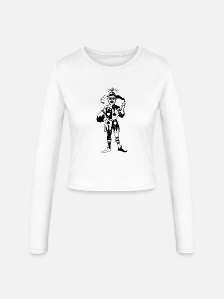 Spielkarten-Joker - Frauen Slim Fit Langarmshirt - Weiß