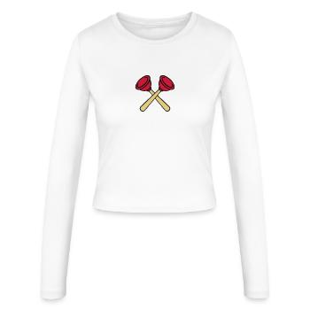 Pömpel gekreuzt - Frauen Slim Fit Langarmshirt - Weiß - Vorne - AI Model Female 172 light (172cm)