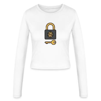 Crypto Security | Lock & Key Symbol - Women's Slim Fit Longsleeve - white - Front - AI Model Female 172 light (172cm)