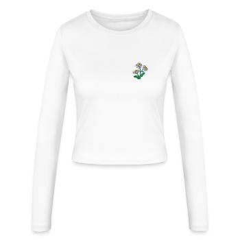 Gänseblümchen - Frauen Slim Fit Langarmshirt - Weiß - Vorne - AI Model Female 172 light (172cm)