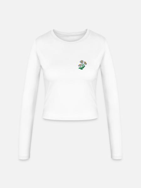 Gänseblümchen - Frauen Slim Fit Langarmshirt - Weiß