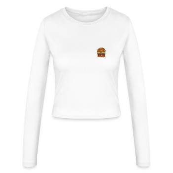 Burger brodé - Manches longues slim fit Femme - blanc - Devant - AI Model Female 172 light (172cm)