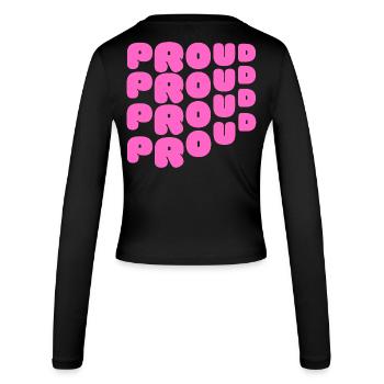 Pride / CSD / LGBTQ+ Design « PROUD » - Manches longues slim fit Femme - noir - Dos - AI Model Female 172 light (172cm)