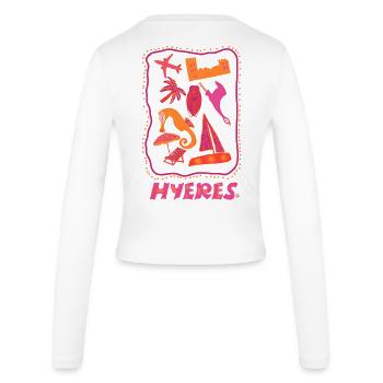 Mischmasch Hyères die Palmen reisen nach Frankreich - Frauen Slim Fit Langarmshirt - Weiß - Hinten - AI Model Female 172 light (172cm)