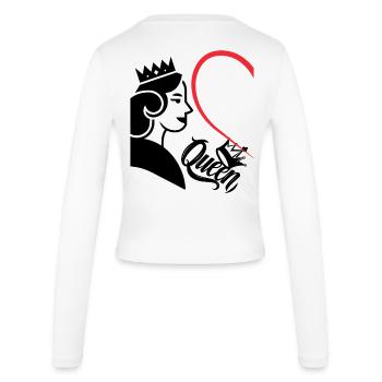 Frau mit Krone und Herzinschrift Königin linke Hälfte - Frauen Slim Fit Langarmshirt - Weiß - Hinten - AI Model Female 172 light (172cm)