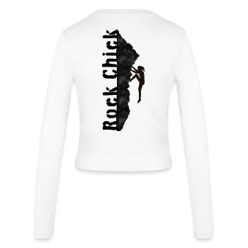 Rock Chick - Wandern, Klettern, Berge Spruch - Frauen Slim Fit Langarmshirt - Weiß - Hinten - AI Model Female 172 light (172cm)