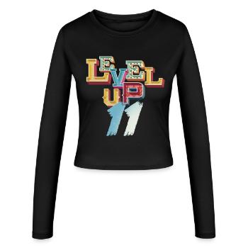 Montez en niveau 11 ans de jeu Gamer Birthday Gaming - Manches longues slim fit Femme - noir - Devant - AI Model Female 172 light (172cm)