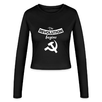 socialiste - Manches longues slim fit Femme - noir - Devant - AI Model Female 172 light (172cm)
