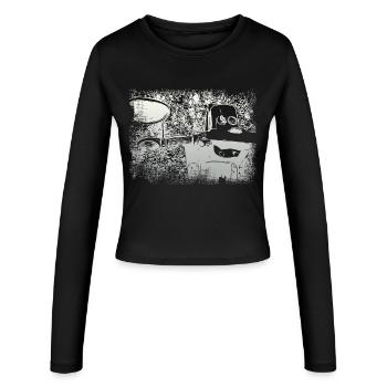 Simson Schwalbe KR51 - Frauen Slim Fit Langarmshirt - Schwarz - Vorne - AI Model Female 172 light (172cm)