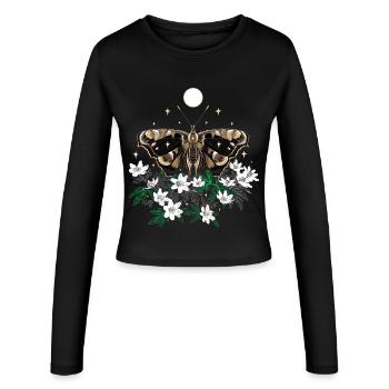 Moth Moth avec des anémones de brousse - Manches longues slim fit Femme - noir - Devant - AI Model Female 172 light (172cm)