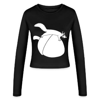 L'écureuil contre le gland (blanc) - Manches longues slim fit Femme - noir - Devant - AI Model Female 172 light (172cm)