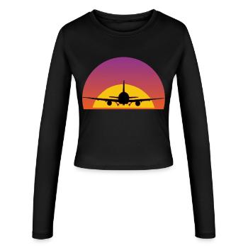 Air travel - Women's Slim Fit Longsleeve - black - Front - AI Model Female 172 light (172cm)