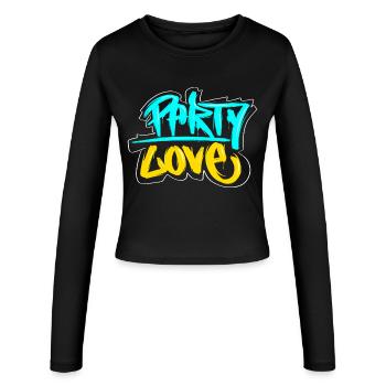 Party Love Graffiti Druck - Frauen Slim Fit Langarmshirt - Schwarz - Vorne - AI Model Female 172 light (172cm)
