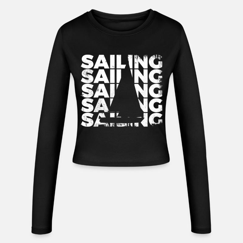 Barca a vela - Maglietta a maniche lunghe slim fit da donna - nero