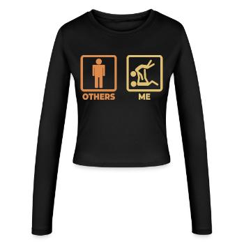 Judo stick figure - Women's Slim Fit Longsleeve - black - Front - AI Model Female 172 light (172cm)
