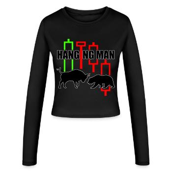 Trading Shirt Hanging Man R6Z - Women's Slim Fit Longsleeve - black - Front - AI Model Female 172 light (172cm)