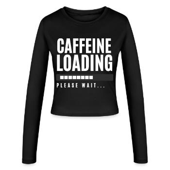 Koffein laden Bitte warten - Frauen Slim Fit Langarmshirt - Schwarz - Vorne - AI Model Female 172 light (172cm)
