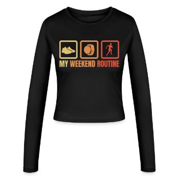 Routine du week-end des coureurs - Manches longues slim fit Femme - noir - Devant - AI Model Female 172 light (172cm)
