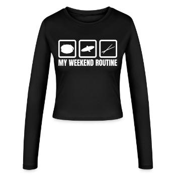 Routine du week-end du batteur - Manches longues slim fit Femme - noir - Devant - AI Model Female 172 light (172cm)