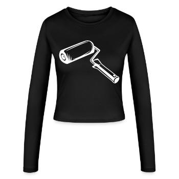 Farbroller Zeichnung - Frauen Slim Fit Langarmshirt - Schwarz - Vorne - AI Model Female 172 light (172cm)