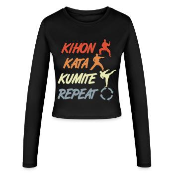 Säulen des Karate - Frauen Slim Fit Langarmshirt - Schwarz - Vorne - AI Model Female 172 light (172cm)