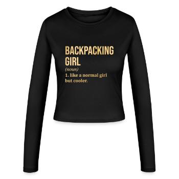 Backpacker - Women's Slim Fit Longsleeve - black - Front - AI Model Female 172 light (172cm)