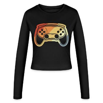 Dessin de manette de jeu vintage - Manches longues slim fit Femme - noir - Devant - AI Model Female 172 light (172cm)