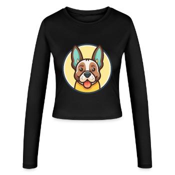 Braque Auvergne Dog Breed Cartoon Kawaii Clipart - Women's Slim Fit Longsleeve - black - Front - AI Model Female 172 light (172cm)