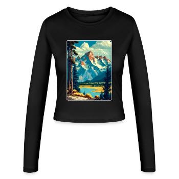 Affiche de voyage souvenir du parc national de Grand Teton - Manches longues slim fit Femme - noir - Devant - AI Model Female 172 light (172cm)