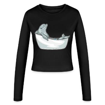 Dolphin Bathing Bathtub - Women's Slim Fit Longsleeve - black - Front - AI Model Female 172 light (172cm)
