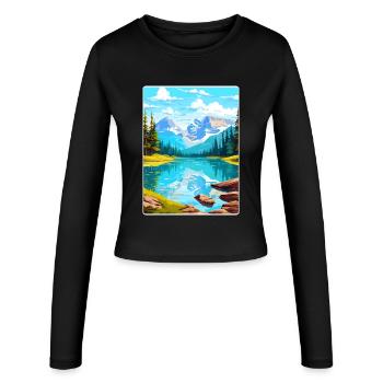 Banff Nationalpark Kanada Reiseposter Souvenir - Frauen Slim Fit Langarmshirt - Schwarz - Vorne - AI Model Female 172 light (172cm)